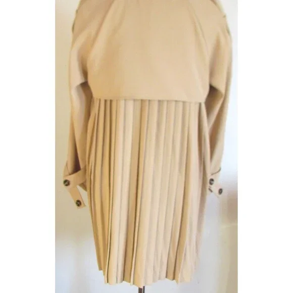 DESIGNER BATUNA BEIGE PLEATED DETAIL BELTED TRENCH COAT SIZE MED - Picture 9 of 16